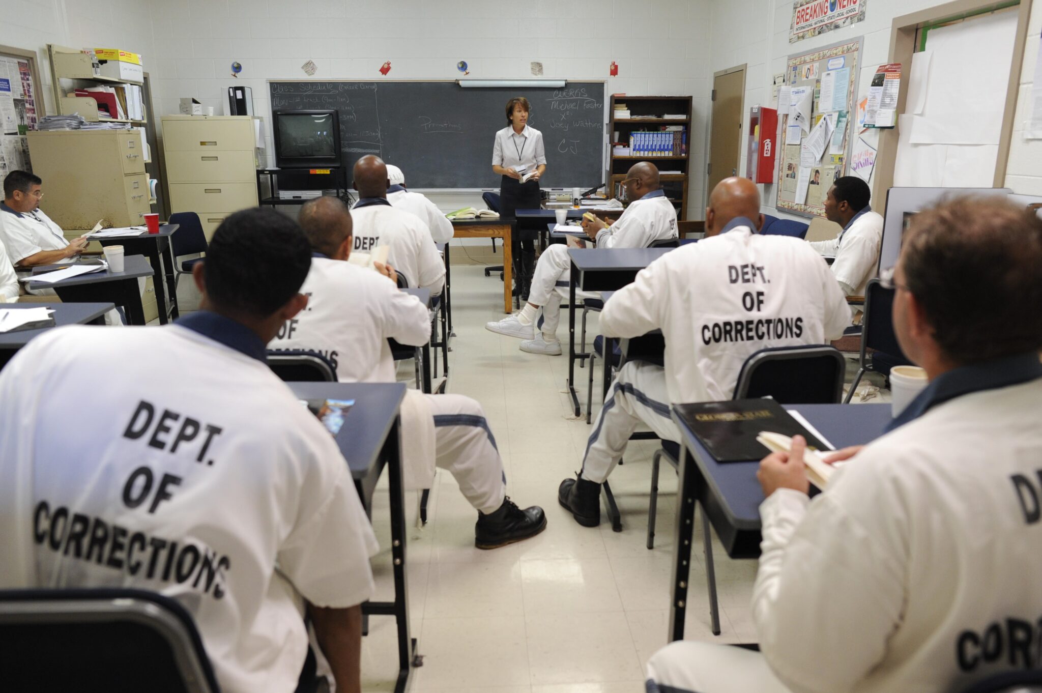 Teacher in prison classroom